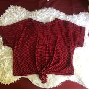 Purple Snow Cropped Front Tie T-shirt